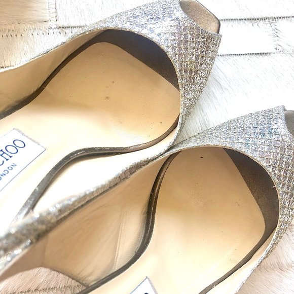 Jimmy Choo Clue Glitter Slingback Platform Heels - Picture 11 of 15